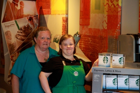 Job Coach Connie and Amanda who works at Starbucks